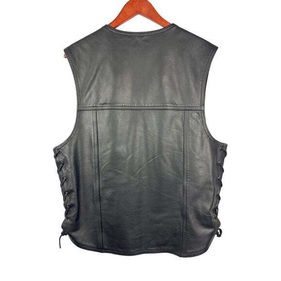 Men’s Harley Davidson Size Medium Black Leather Riding Vest. - Picture 5 of 5